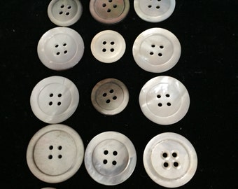 15 Antique Mother of Pearl Buttons,Crafts,Re-Purpose,Upcycle