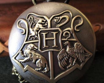 Hogwarts Watch, Harry Potter series, Steampunk clock necklace