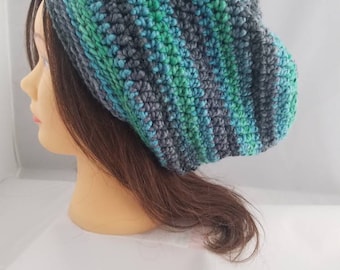 Multi colored slouch beanie, crochet slouch beanie, slouch hat