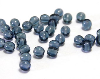 Round Glass Czech Beads 4 mm - Montana Blue