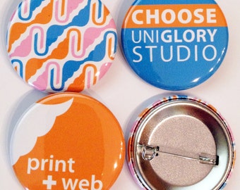 100 1.5 inch Full color Custom Buttons with pins on back. We can make ANY size quantity in 3 different sizes.