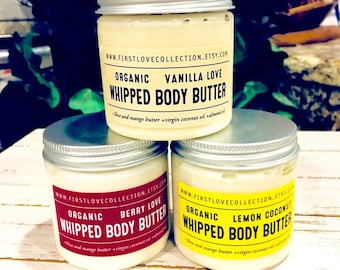 Whipped Body Butter,4oz,Whipped Shea Butter,Vegan Body Butter,Organic Skin Care,Shea Butter,Almond Oil,Gift for Her,Stocking Stuffer, Lotion