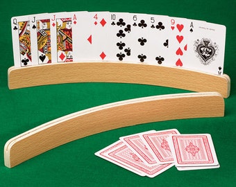 Curved Playing Card Holder Single Wooden Paper Document Rack Stand