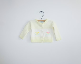 Vintage White and Yellow Baby Sweater