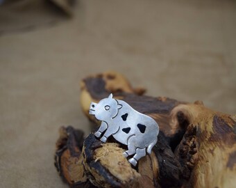 Sterling Silver Pig Brooch
