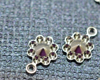 Silver plated flower charm drops, 5mm - #1959