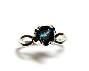 Mystic topaz, mystic topaz ring, birthstone ring, sweetheart ring, red blue purple, s 6 1/2 "Bashful"