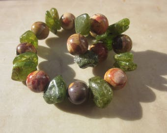 Bird's Eye Rhyolite Peridot Bracelet: seeking for knowledge