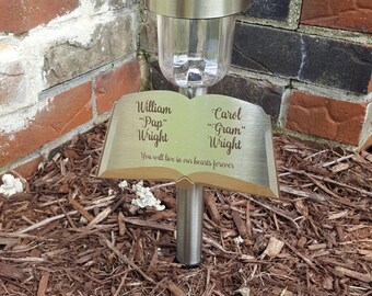 Personalized Grave Marker Solar Light for Pet or Loved One - Laser Etched Eternal Light