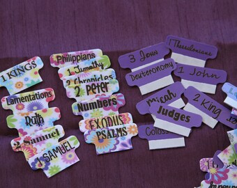 Bible Tabs "Custom Bible Tabs, Books of the Bible Tabs, Book Tabs"