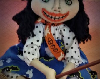 SILLY JULIANA the WITCH ~ One Of A Kind ~ Primitive Folk Art Halloween Witch