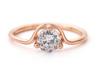Gray Diamond Engagement Ring, Salt And Pepper Diamond Ring, Rose Gold Engagement Ring, Grey Diamond Ring, Solitaire Ring, 18k Rose Gold Ring