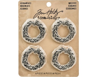 Tim Holtz Ideaology Adornments-Wreaths (set of 4)