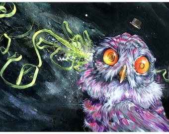 Owl Art Print - Mixed Media Art - Surrea Art - The Troof by Black Ink