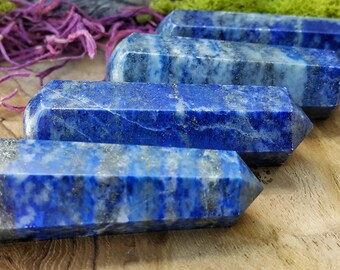 Lapis Lazuli Crystal Healing Wand - Hand Cut Natural Stone Point for Crystal Grids or Terrarium 217