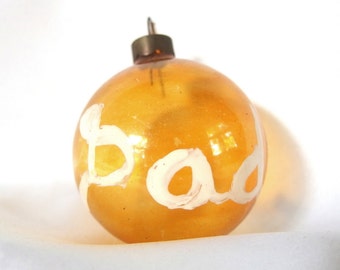 Vintage Christmas Ornament, Unsilvered Gold Ornament for Dad