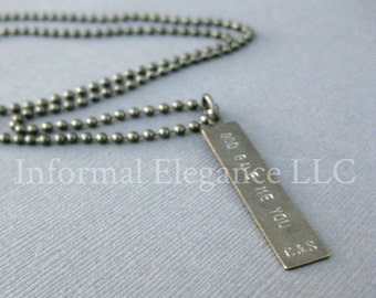 God Gave Me You, Men's Brass Pendant necklace stamped with capitalized "god gave me you" and 2 custom initials, Wedding, Anniversary,Husband