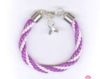 Kumihimo Alzheimer's Awareness Satin Cord Bracelet,Sterling Silver,Kumihimo Bracelet, Braided Alzheimer's Bracelet, Dementia Jewelry