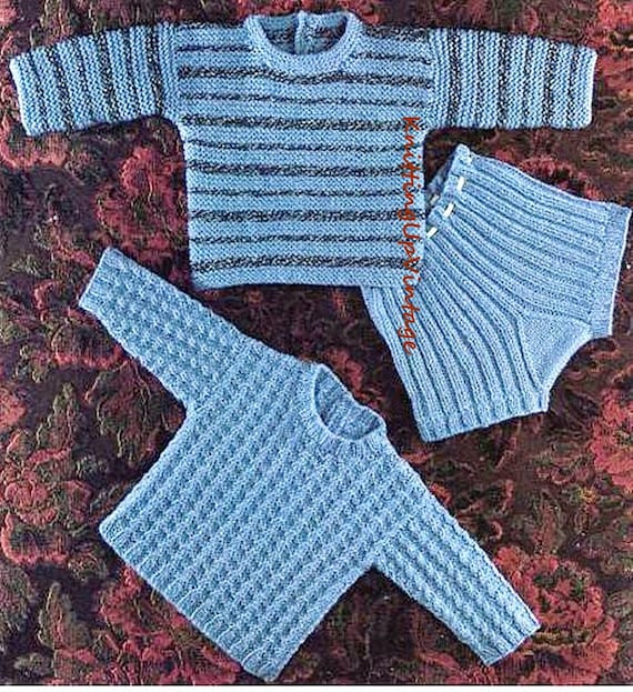 Baby Knitting Pattern pdf Baby Boy Jumpers and Shorts