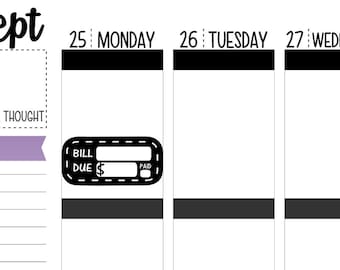 Bill Due Planner Stickers
