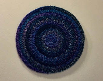 Blue and Purple Crochet Wall Art