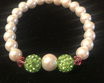Pearl and Green Pave Bracelet
