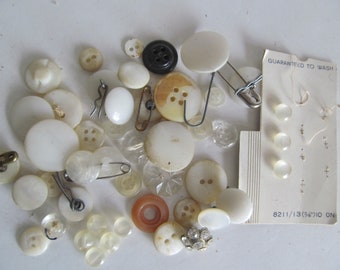 Antique Mop Buttons Mother of Pearl Buttons Antique Sewing Notions Antique Buttons Lot of White Buttons Collecting Shank Buttons Bone