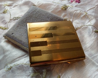Square Brass Stratton Powder compact 1940's