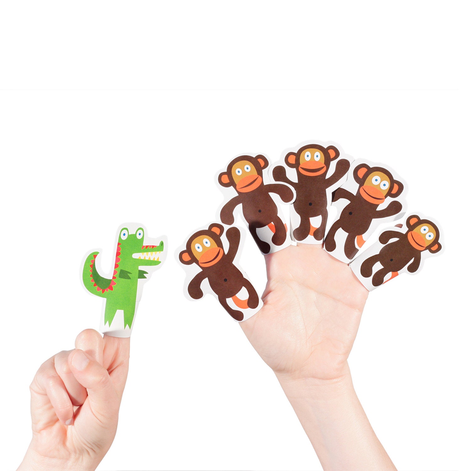 Five Little Monkeys Swinging in the Tree Paper Finger Puppets