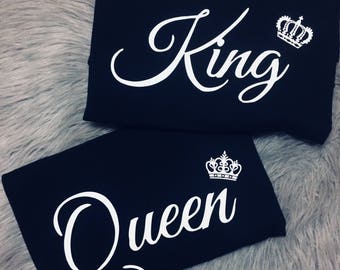 King and Queen Shirts/King Shirt/Queen Shirt/King and Queen Set/Shirt Set/Couple Shirts/King and Queen Hoodie/King and Queen Tshirts