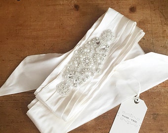 India Ivory Silk Bridal Sash - Wedding Dress Belt - Bridal Gown Sash - Wedding Accessories - Custom Wedding Accessory