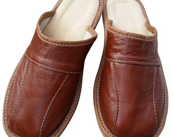 Mens Leather Slippers Slip On Shoes Size 7 8 9 10 11 12 13 UK Mules
