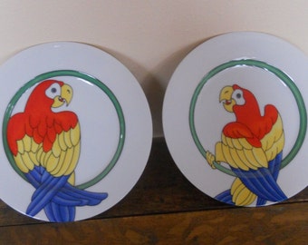 Vintage Fitz and Floyd Plates: Parrot in Ring