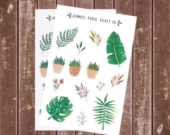 2-pack Tropical Leaves and Plants Collection Stickers for Planner or Journal