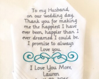 grooms gift from bride handkerchief