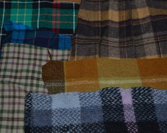 Wool Tartan pieces for patch work. There is about 2 1/2 sq foot.