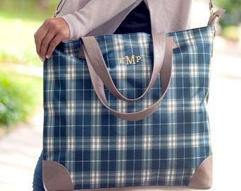 Monogrammed Plaid Shoulder Bag | Middleton Plaid