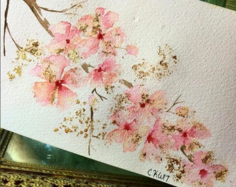 Custom Cherry Blossoms with Gold Leaf