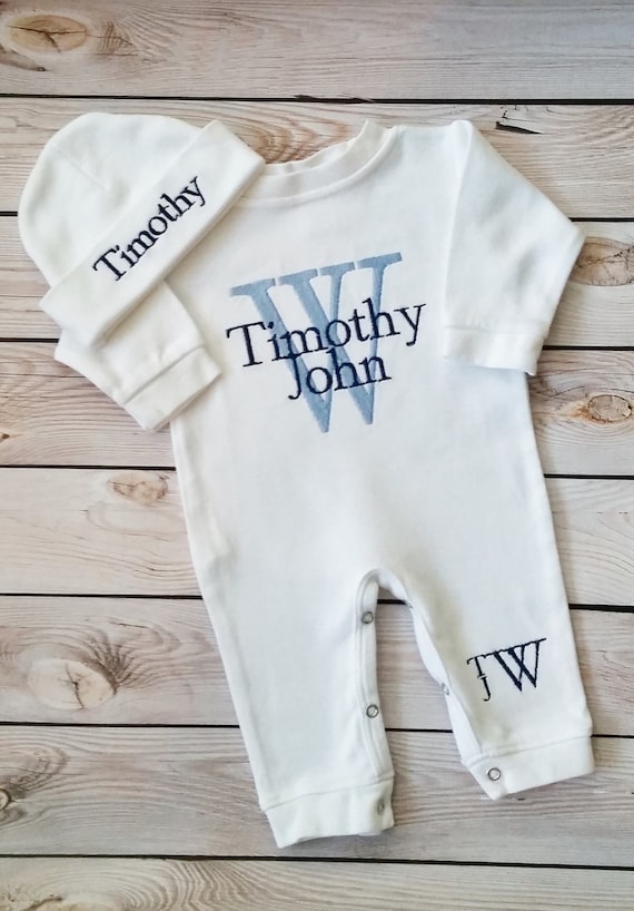 Newborn Boy Outfit Baby Boy Coming Home Outfit Monogrammed