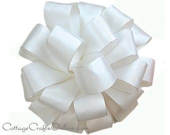 Wired Ribbon, 1 1/2" White Taffeta - FIFTEEN YARD ROLL - Offray "Revogue White" Wedding, Craft, Decor Wire Edged Ribbon