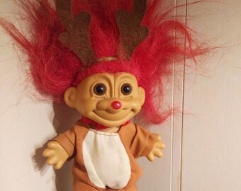 Russ Reindeer Troll Doll 1990s Christmas