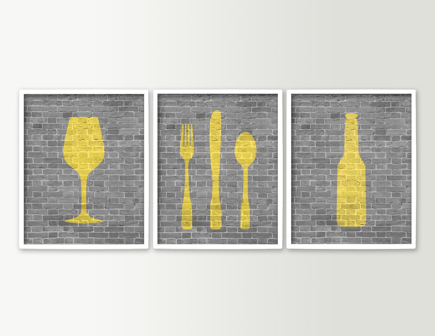 Modern Dining Room Art Kitchen Prints Beer Wine Fork Knife