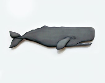 SPERM WHALE 48 in. art wood sculpture, collectible Whale art, whale sculpture, whale art, new england art, nautical art, maritime decor