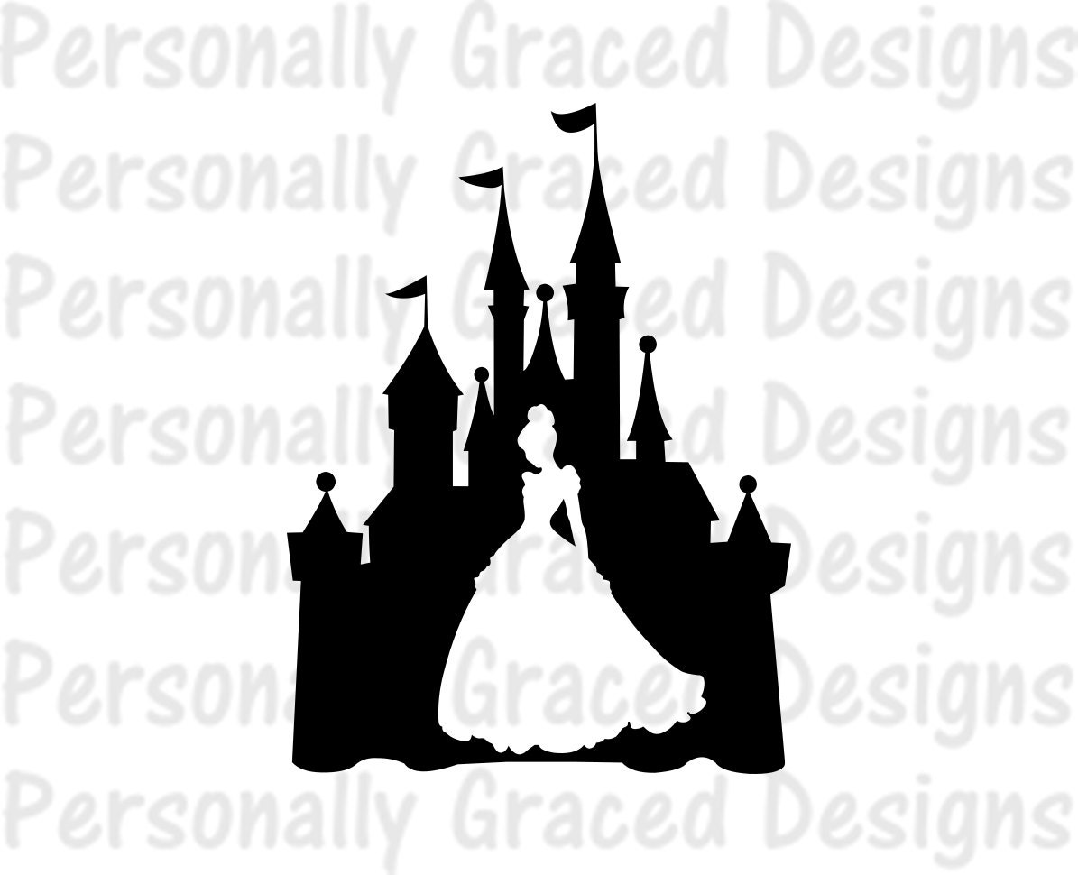 Download SVG, DXF, EPS Cut file Princess as Cinderella in Castle ...