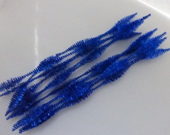 Vintage Blue Bump Metallic Tinsel Stems (12)