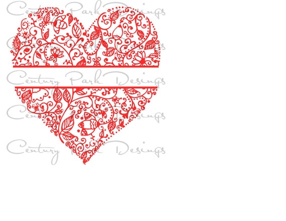 Download Split Heart SVG Detailed Valentine Ready to Personalize / JPEG