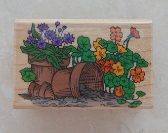 Flowers and Flower Pots Rubber Stamp by Hero Arts -- Hero Arts Rubber Stamp C974 Flowers and Flower Pots