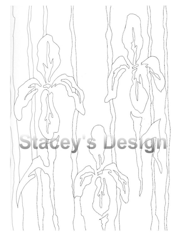 Stencil iris arts and crafts coloring page