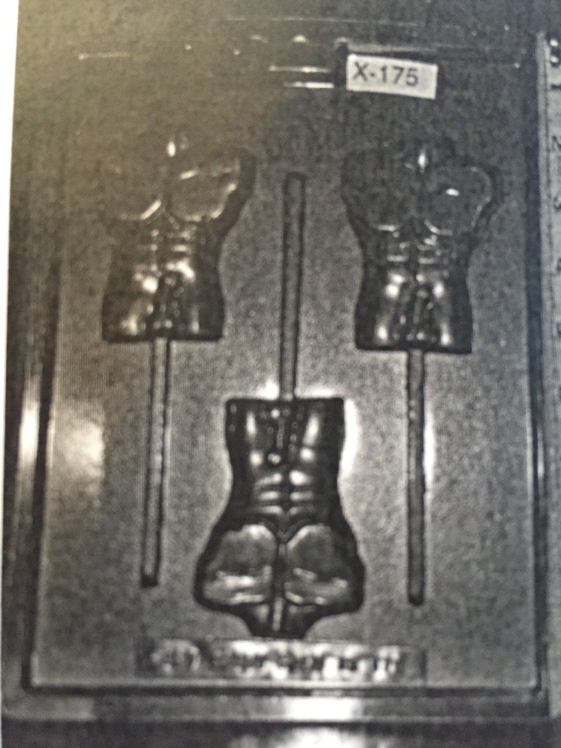 Male torso chocolate lollipop mold
