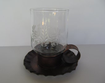 Coppercraft Guild Candle Holder - with Edged Glass